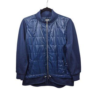 Chicos Zenergy Jacket Womens 8/10 Blue Quilted Fleece Lined Full Zip Travel